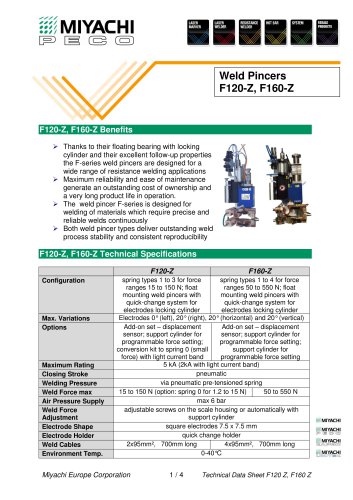 Spot Welding Pliers for Automation - F120-Z, F160-Z