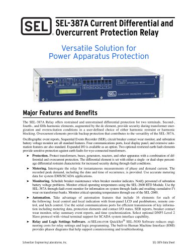 SEL-387A Current Differential and Overcurrent Protection Relay