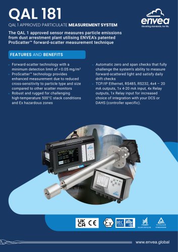 QAL181 stack particulate monitor QAL1 certified