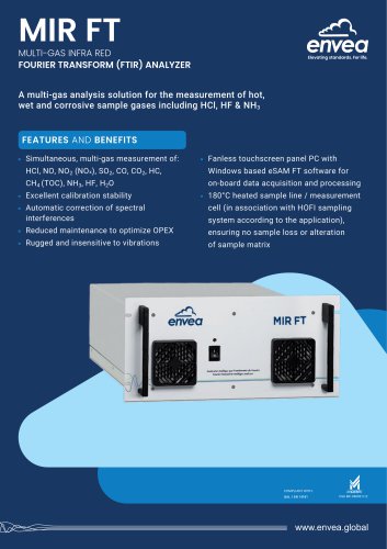 Stack pollution monitoring: Multi-gas Infra Red Fourier Transform (FTIR) Analyzer