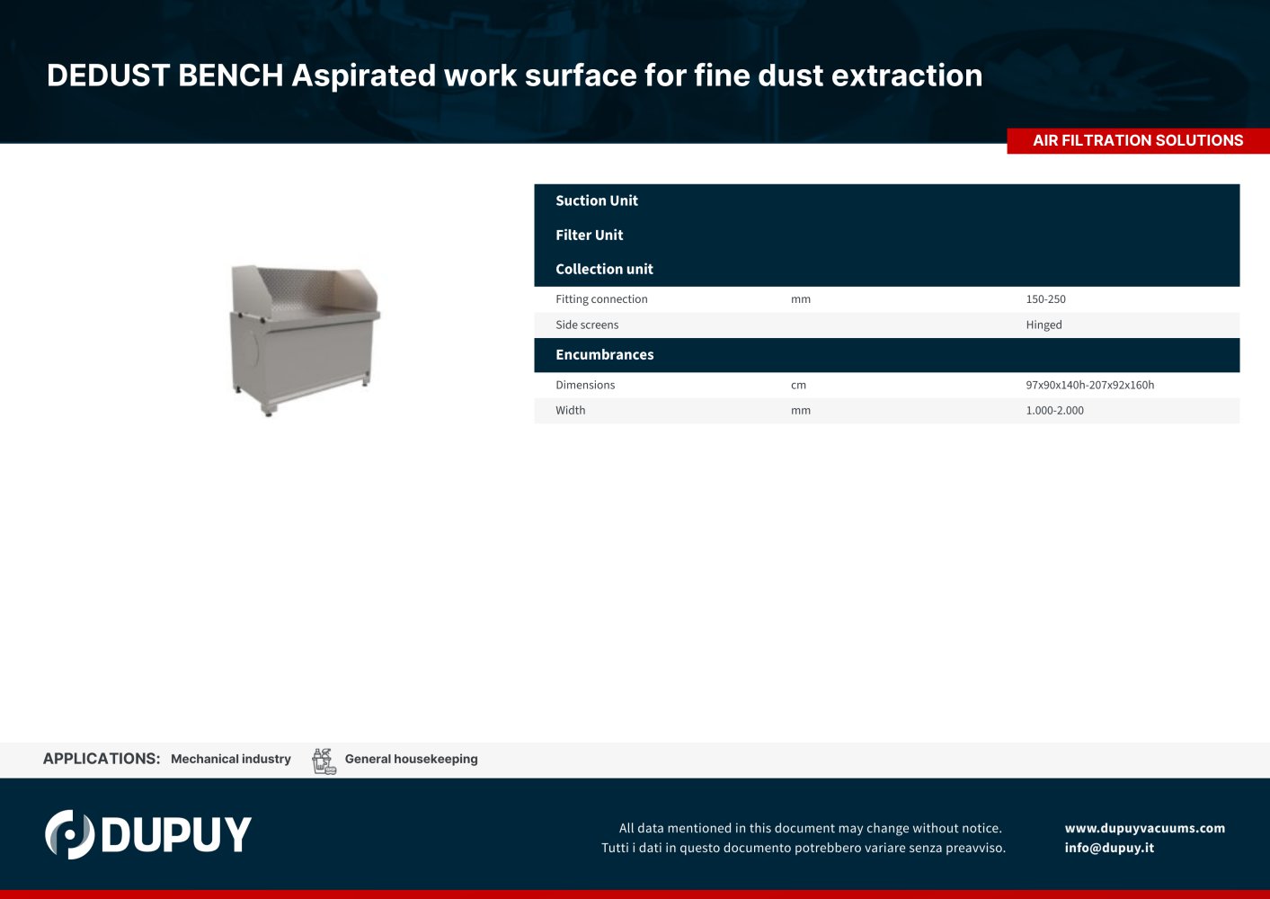 DEDUST BENCH - DU-PUY srl