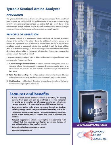 Tytronic Sentinel Amine Analyzer