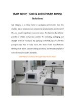 Burst Tester – Leak & Seal Strength Testing Solutions