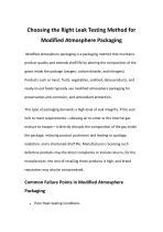 Choosing the Right Leak Testing Method for Modified Atmosphere Packaging