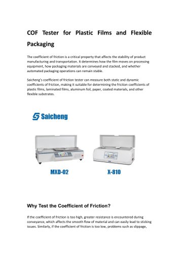 COF Tester for Plastic Films and Flexible Packaging