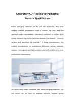 Laboratory COF Testing for Packaging Material Qualification
