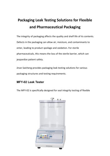 Packaging Leak Testing Solutions for Flexible and Pharmaceutical Packaging