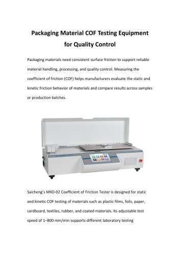 Packaging Material COF Testing Equipment for Quality Control