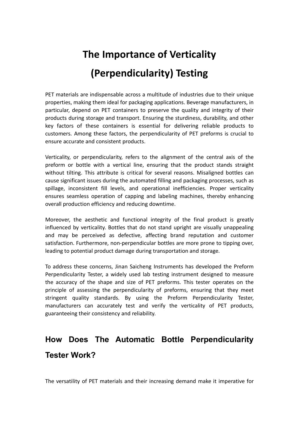 Saicheng The Importance of Verticality (Perpendicularity) Testing - Jinan Saicheng Electronic Technology Co.,LTD