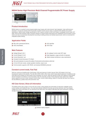 N9244 series Data Sheet programmable power supply for LED testing