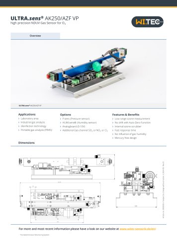 ULTRA.sens® AK250/AZF VP - high precision NDUV Gas Sensor for O3