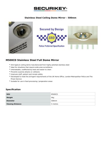 Stainless Steel Ceiling Dome Mirror