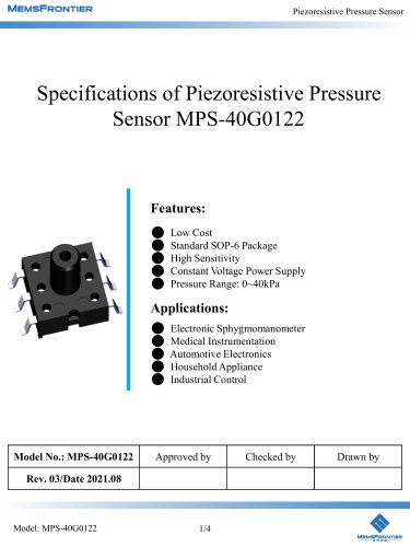 MemsFrontier MPS-40G0122 Piezoresistive Pressure Sensor