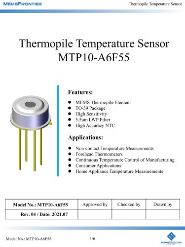 MemsFrontier MTP10-A6F55 Thermopile Temperature Sensor