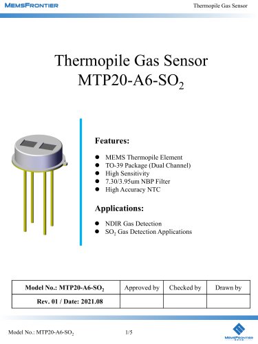 MemsFrontier MTP20-A6-SO2 Thermopile Gas Sensor