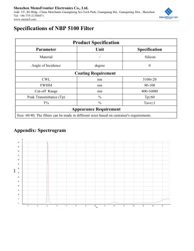 MemsFrontier  NBP 5100 Infrared Filter