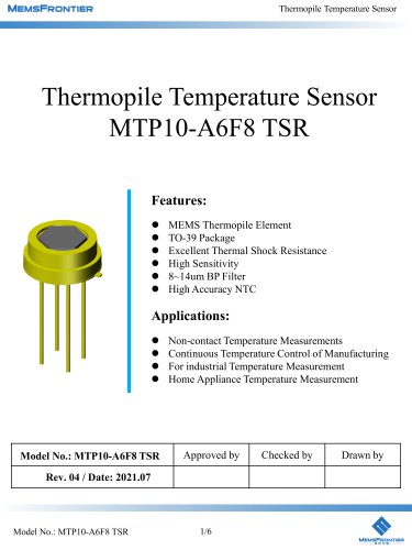 MemsFrontier Thermopile Temperature Sensor MTP10-A6F8TSR