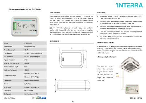 ITR830-006 - LG AC - KNX GATEWAY