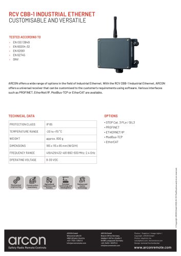 product data sheet RCV CBB-1 INDUSTRIAL ETHERNET