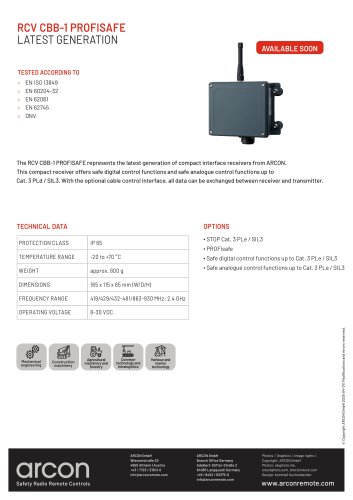 product data sheet RCV CBB-1 PROFISAFE