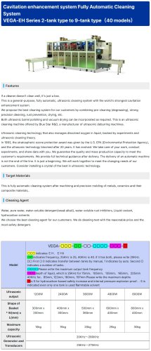 【VEGA-EH Series】Cavitation enhancement system Fully Automatic Cleaning System  2-tank type to 9-tank type（40 models）