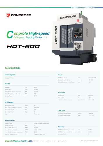 HDT-500 Conprofe High-speed Drilling and Tapping Center  20220512 VE2.0