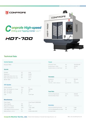 HDT-700 Conprofe High-speed Drilling and Tapping Center  20220512VE2.0