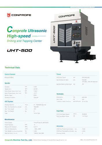 UHT-500 Conprofe Ultrasonic High-speed Drilling and Tapping Center 20220512   VE2.0