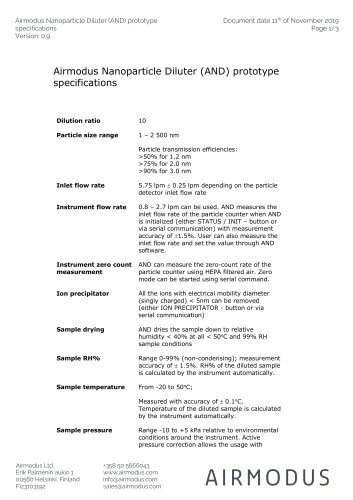 Airmodus Nanoparticle Diluter (AND) prototype