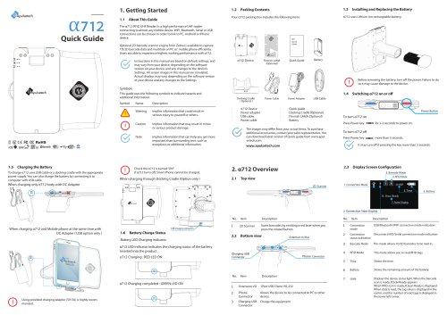 &alpha;712 Quick Guide