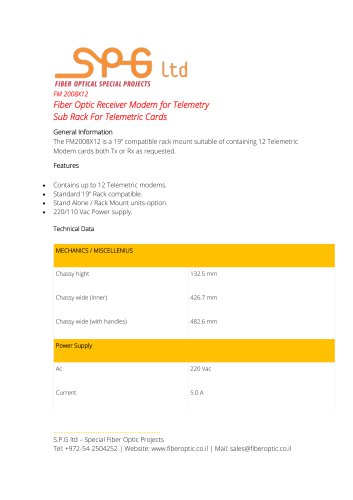 Fiber Optic Receiver Modem for Telemetry