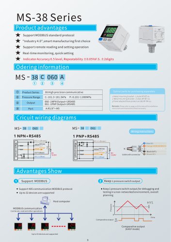 chengdi pressure switch MS38 series High-precision pressure gauge