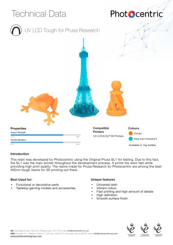 UV LCD Tough for Prusa Research