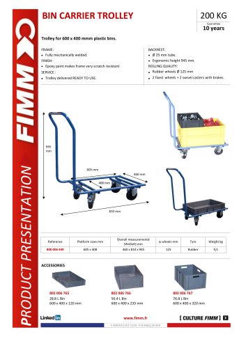 BIN CARRIER TROLLEY