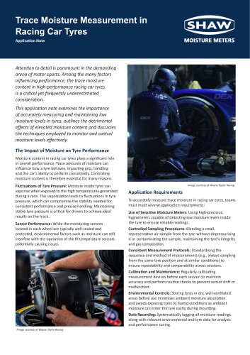 Application Note - Moisture in Racing Car Tyres