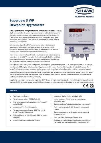 Superdew 3 WP Dewpoint Hygrometer Datasheet