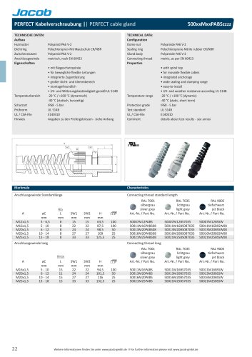 Datasheet PERFECT bend protection metric