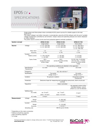  EPOS CV 821-831-753 Specifications 