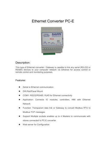 PC-E Ethernet Converter(RS-232/485 to Ethernet)