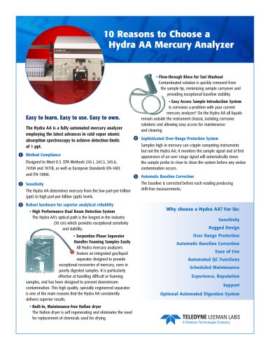 10 Reasons to Choose a  Hydra AA Mercury Analyzer