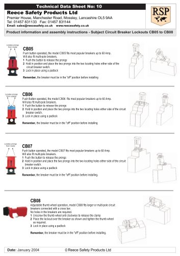 CB05 to CB08 MCB Lockouts