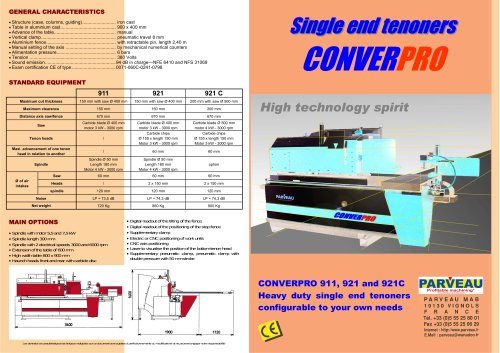 Converpro single end tenoners 911 / 921 / 921 C / 911 G
