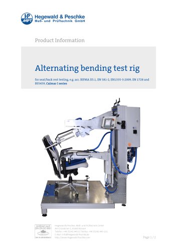 Alternating bending test rig for seat and backrest testingt