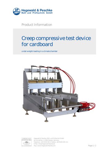 Creep compressive test device for cardboard