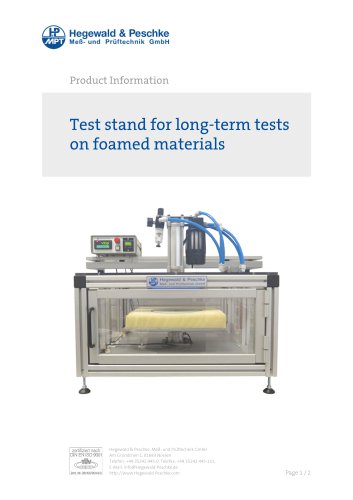 Furniture testing - Single test rigs - Long term tests on foamed materials