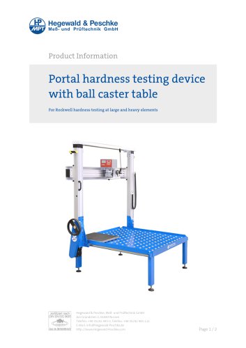 Rockwell hardness tester for large components