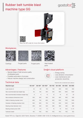 Rubber belt tumble blast machine type GG