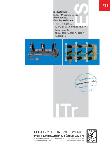 Disconnectors, Earthing switches, Fuse bases