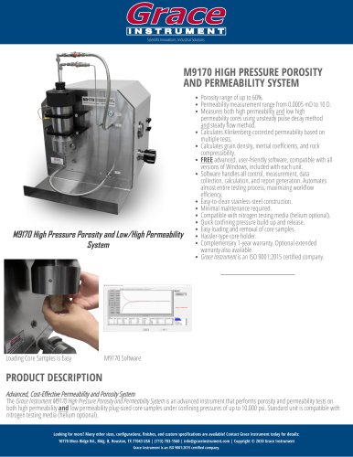 M9170 HIGH PRESSURE POROSITY AND PERMEABILITY SYSTEM