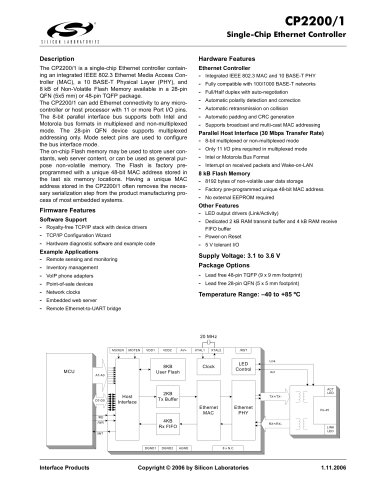 CP2200/1 Single-Chip Ethernet Controller